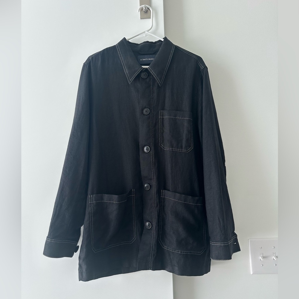 Nightingale Relaxed Heavy Linen Overshirt Jacket (Size 40)